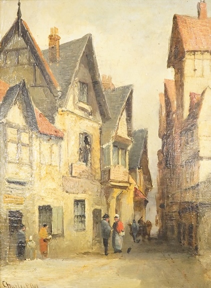 Charles P. Pill (early 20th century), street scene, signed, oil on board, 20 x 15cm